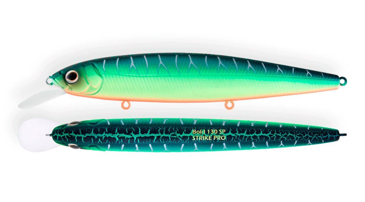 Воблер Минноу Strike Pro Bold 110SP,  110 мм,  15, 4 гр,  Загл. 0, 8м.-1, 5м.,  Нейтральный,  цвет: A223S-RP Pearl Mat Tiger,  (EG-191A-SP#A223S-RP)