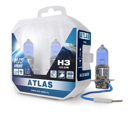 Автолампа галогеновая Н3 12V-55 AVS ATLAS (A78907S) (2шт.к-т)