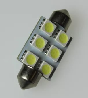 Светодиод 12V C5W (T11x39) салонный белый 6SMD YADA (900308) (1шт.)