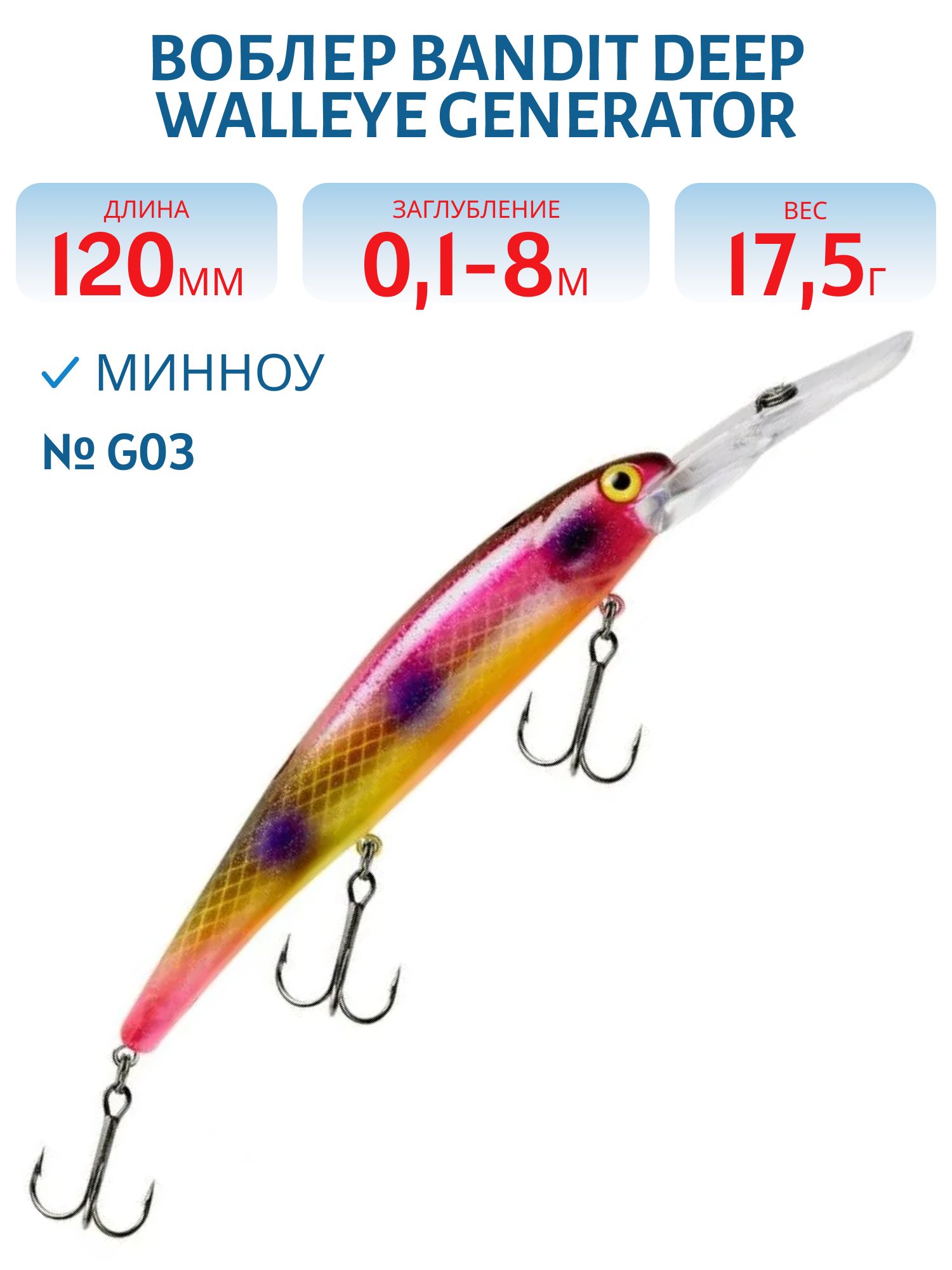 Воблер BANDIT DEEP WALLEYE GENERATOR G03