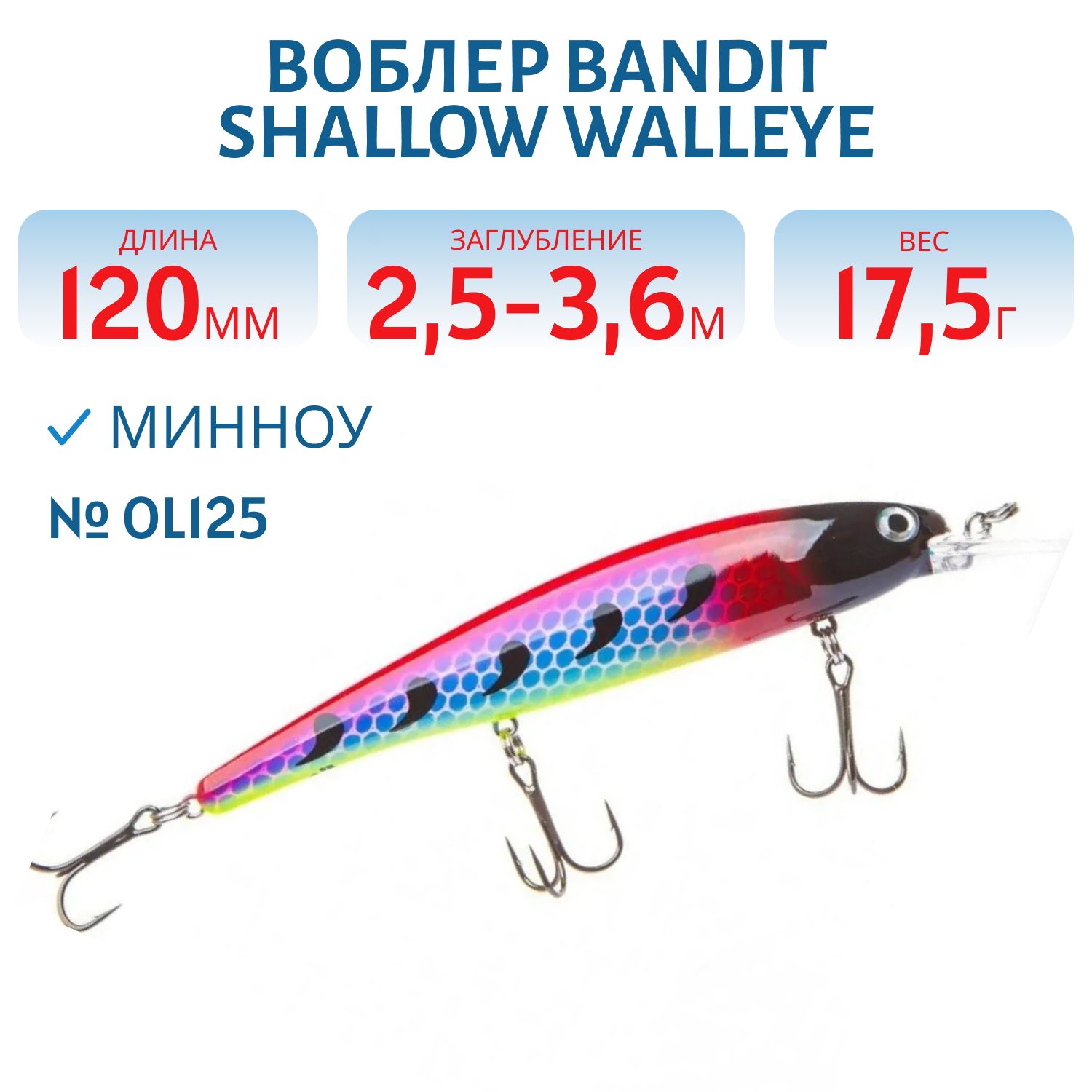 Воблер BANDIT SHALLOW WALLEYE OL125