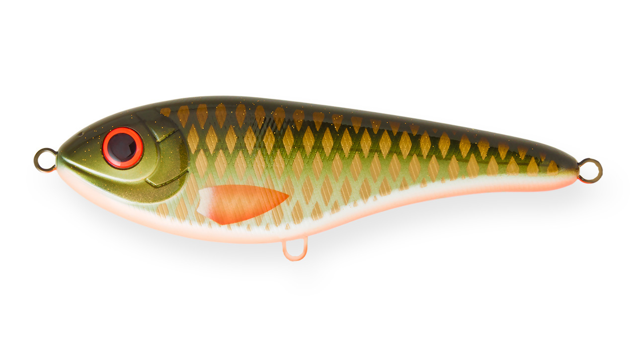 Воблер Джеркбейт Strike Pro Buster Jerk II Shallow Runner,  120 мм,  37 гр,  Загл. 0, 3м.-2, 0м.,  Медленно всплывающий,  цвет: C478F Golden Olive,  WOLF COLOR,  (EG-049#C478F)