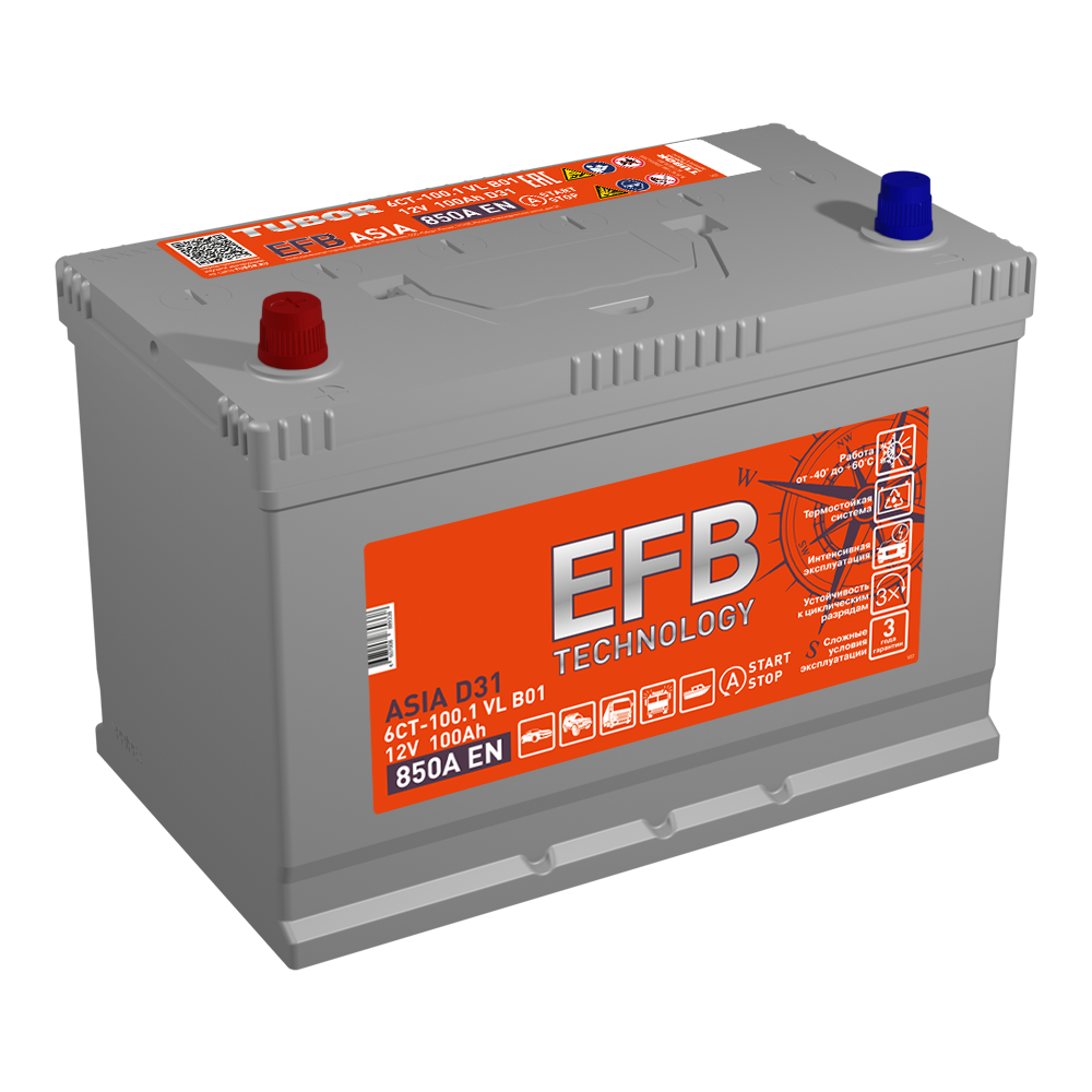 6СТ 100 TUBOR ASIA EFB Аккумулятор зал/зар