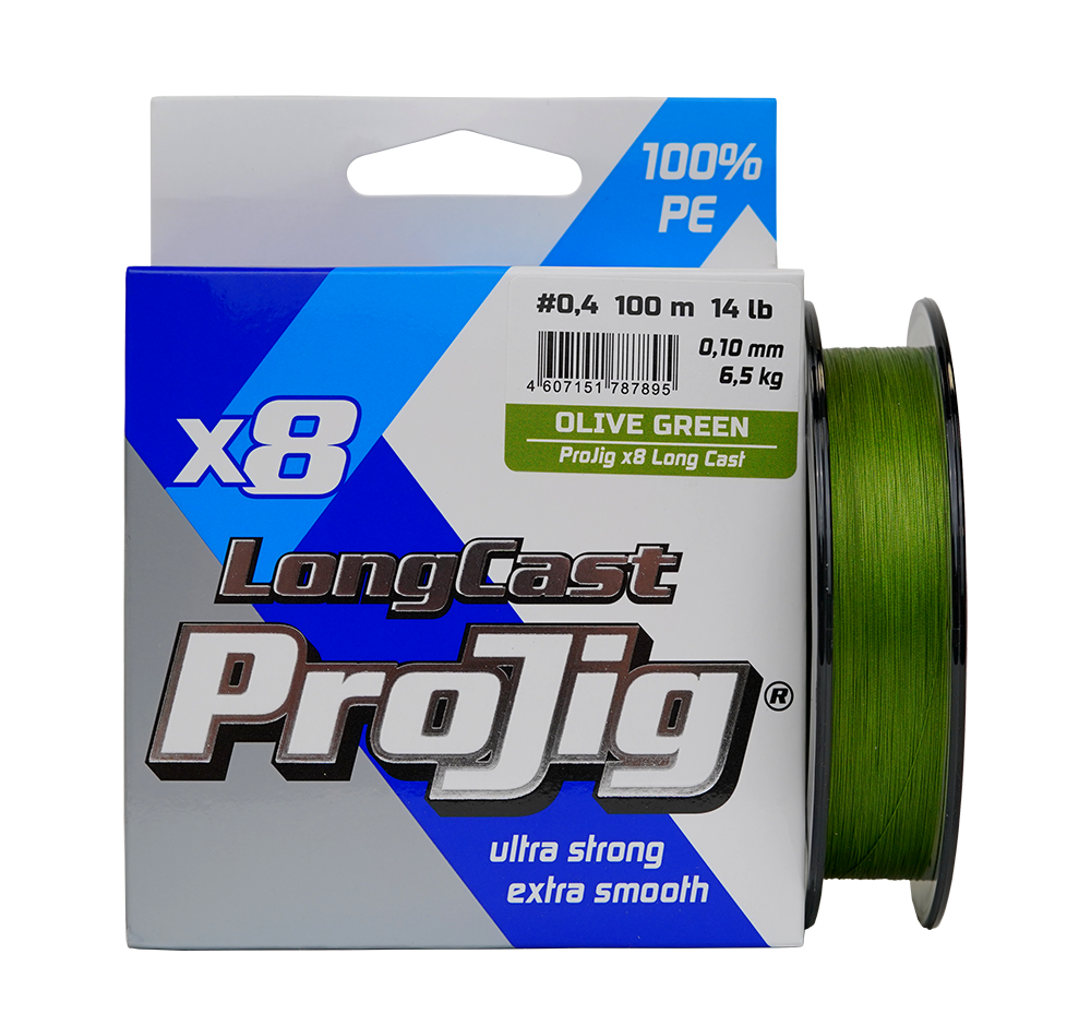 Шнур ProJig X8 Long Cast 0, 18 мм,  14, 0 кг,  150 м,  хаки