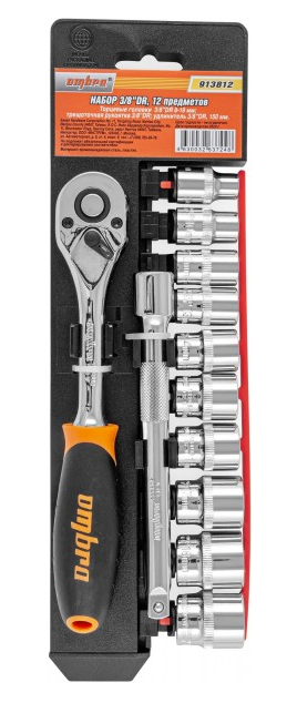 Набор инструментов 12 предметов 3/8" на планке OMBRA 913812
