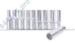 Набор головок 1/2" 12-гранных (10пр.) 8-24мм удлиненные,  на планке АвтоДело 39837