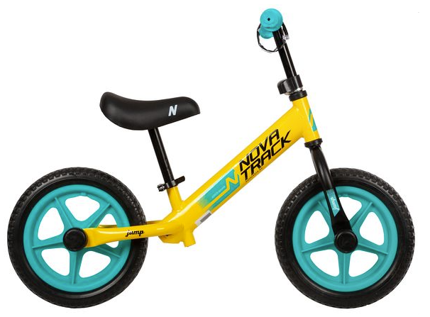 Беговел 12" Novatrack JUMP рама сталь (лайм)