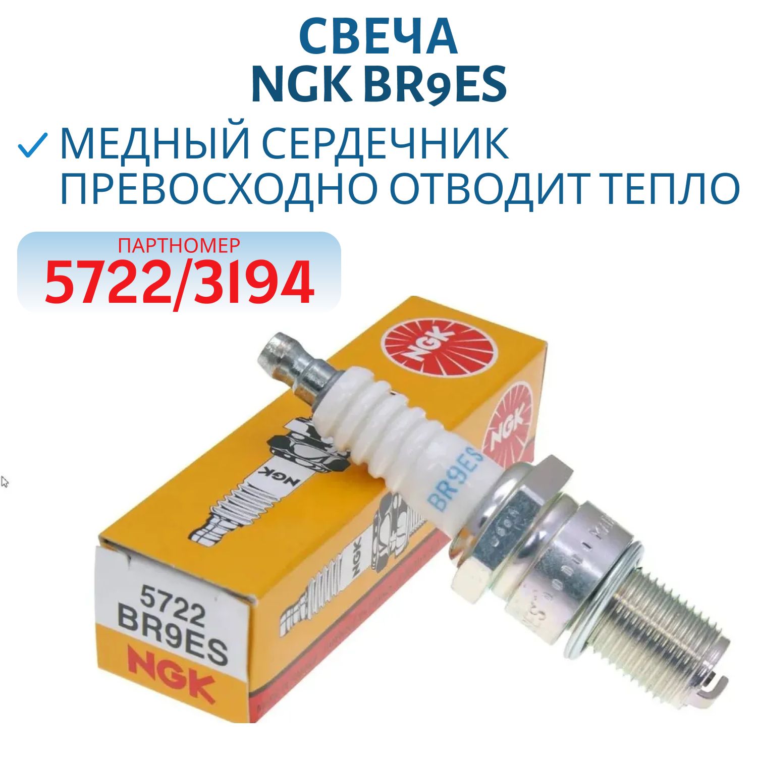 Свеча NGK BR9ES 5722/3194 