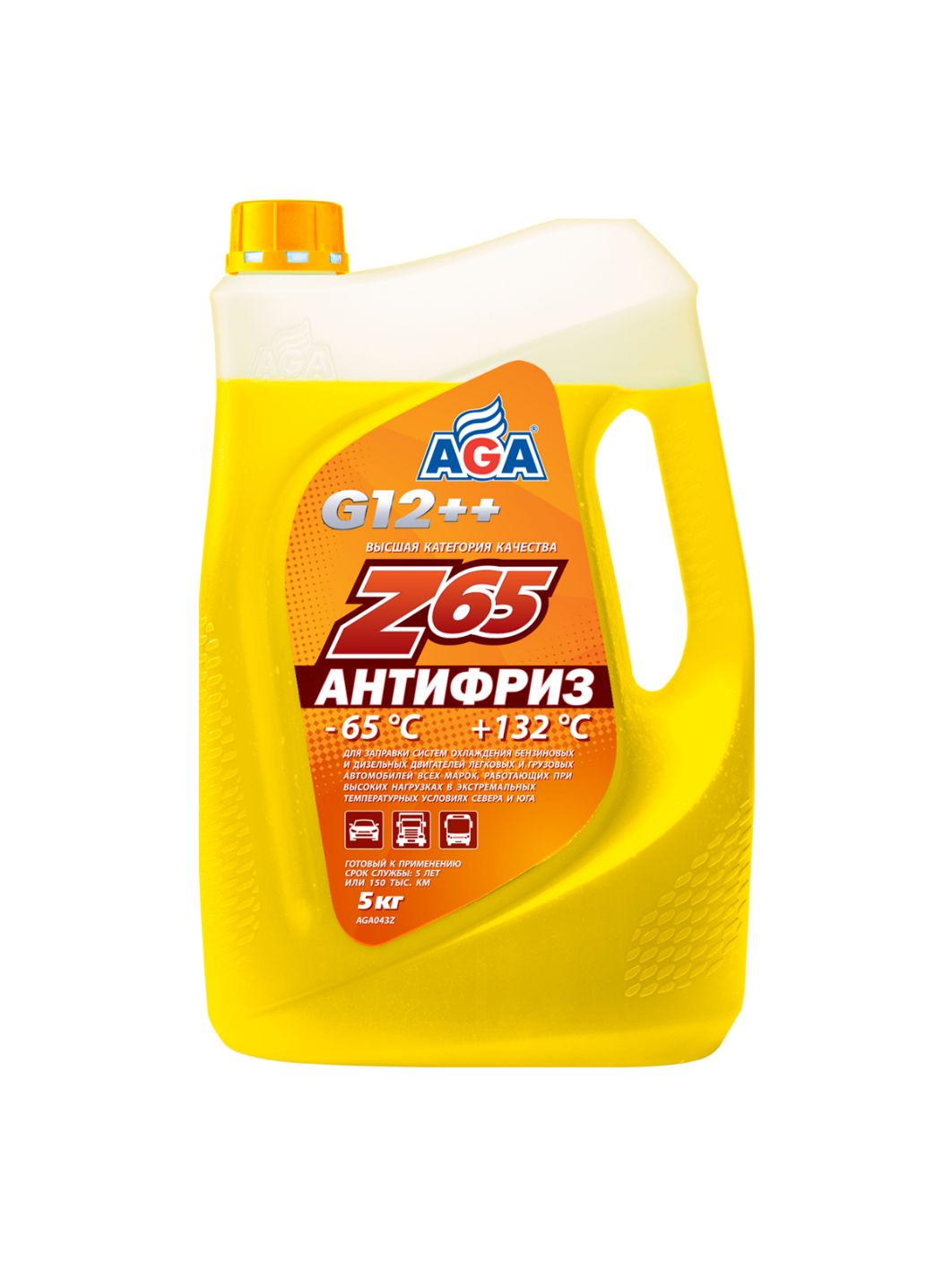 Антифриз AGA Z65 G-12++ 5 кг. желтый