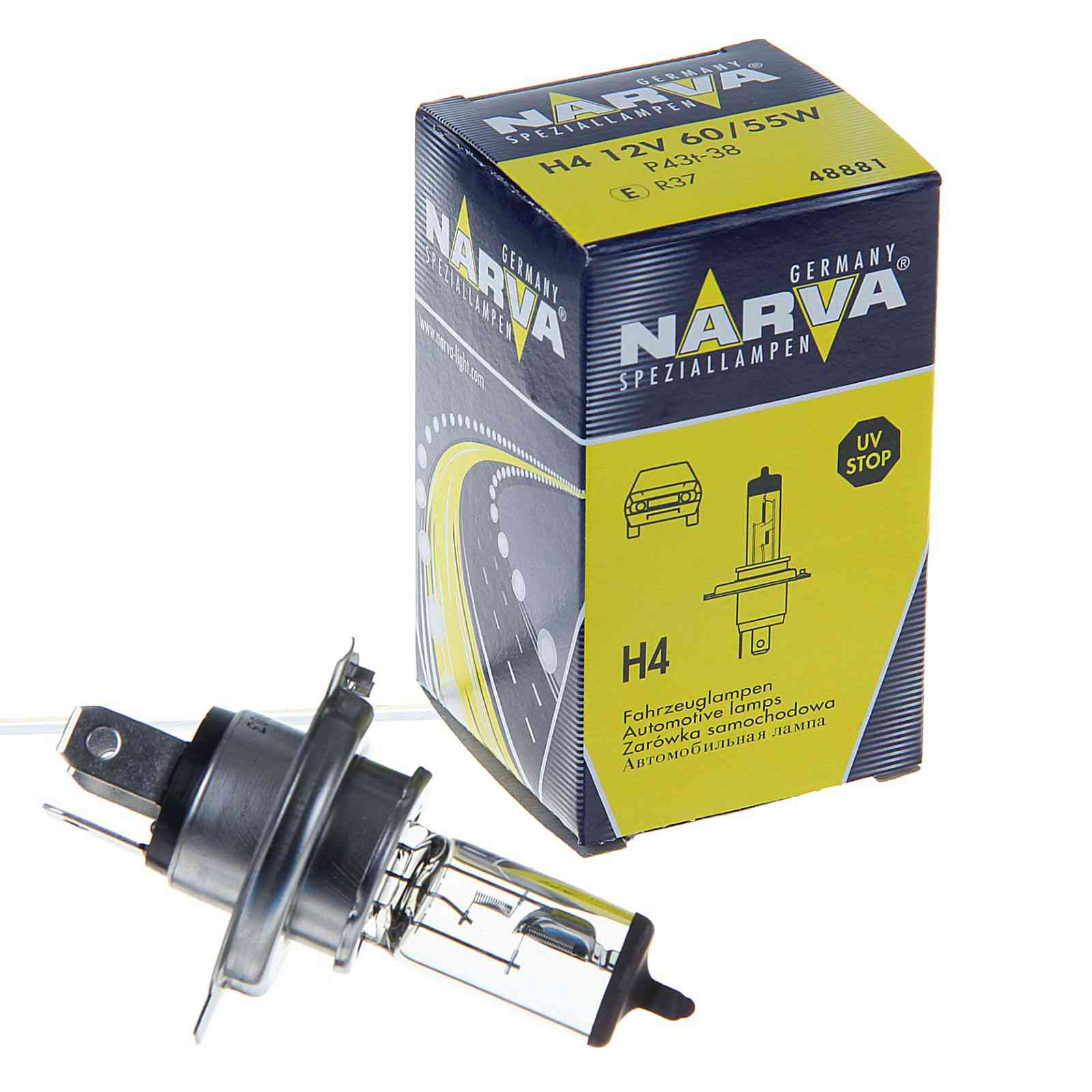 Автолампа галогеновая H4 12V-60/55 NARVA P43 (48881) (1шт.)