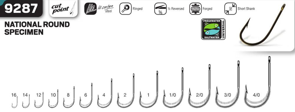 Крючки VMC 9287 BZ №1/0 (10шт)