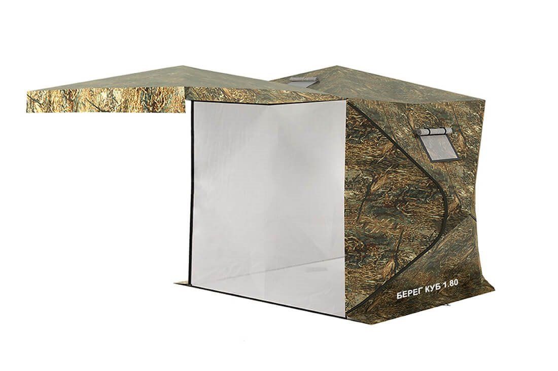 Палатка всесезонная КУБ 1.80 двухслойная Берег (с верандой-сеткой и полом ПВХ)