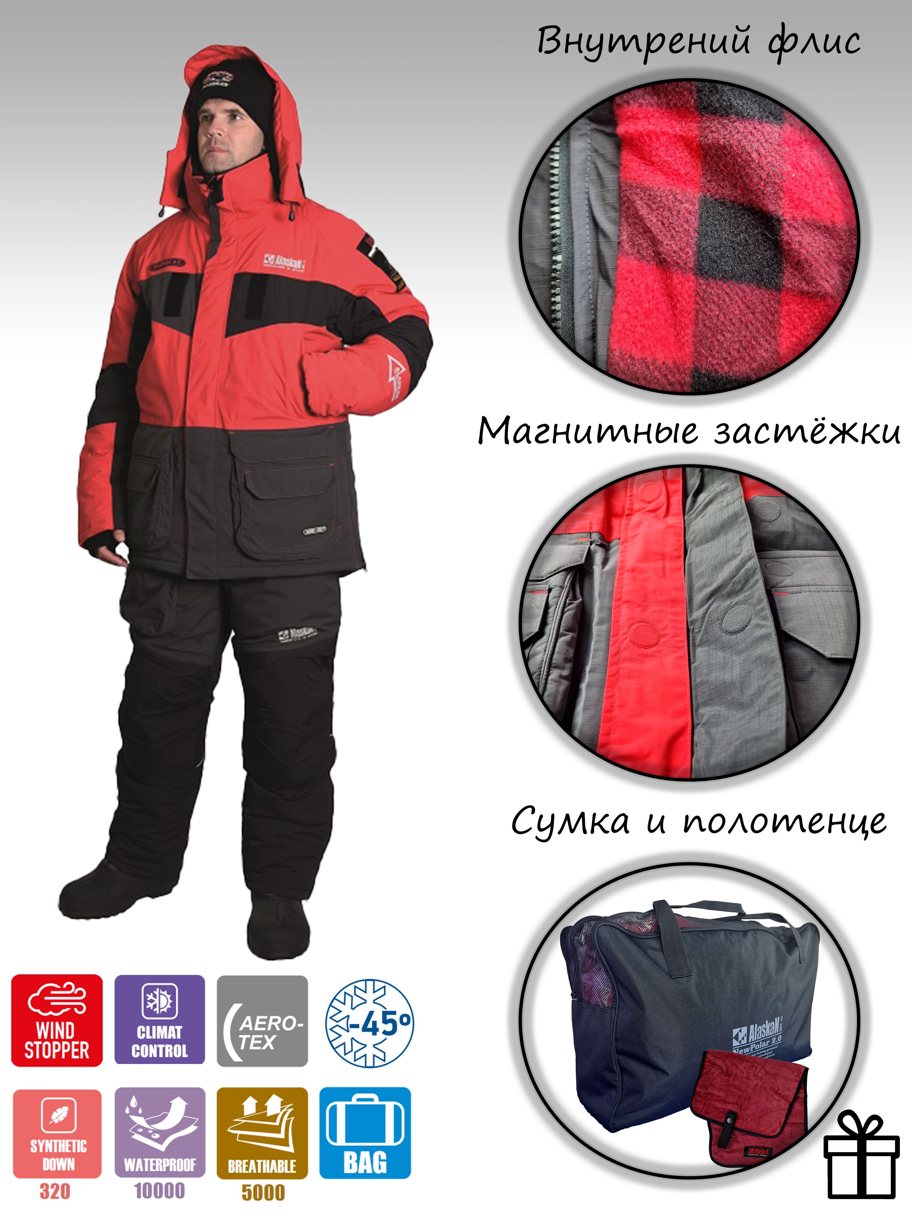 Костюм зимний Alaskan NewPolar 2.0 красный/серый/черный XS (куртка+полукомбинезон) м