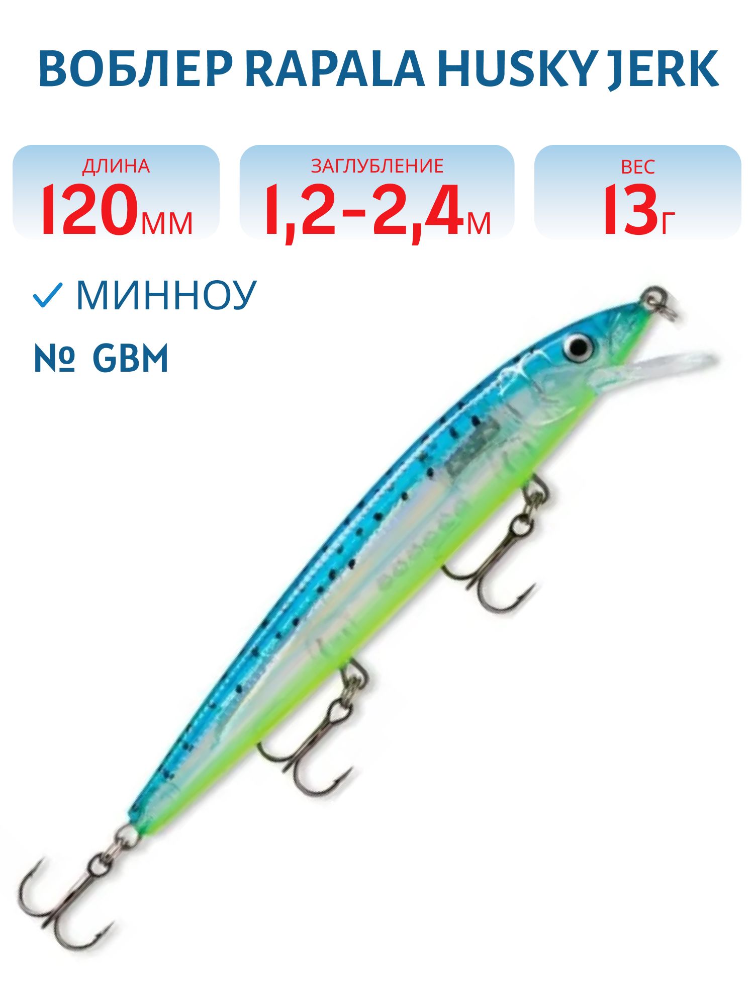 Воблер Rapala Husky Jerk 12 /GBM