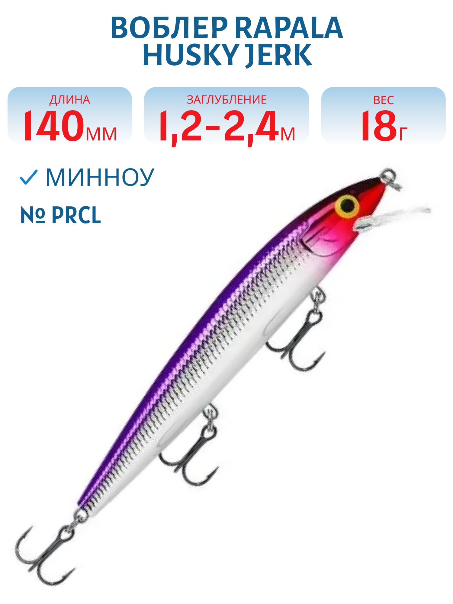 Воблер Rapala Husky Jerk 14 /PRCL