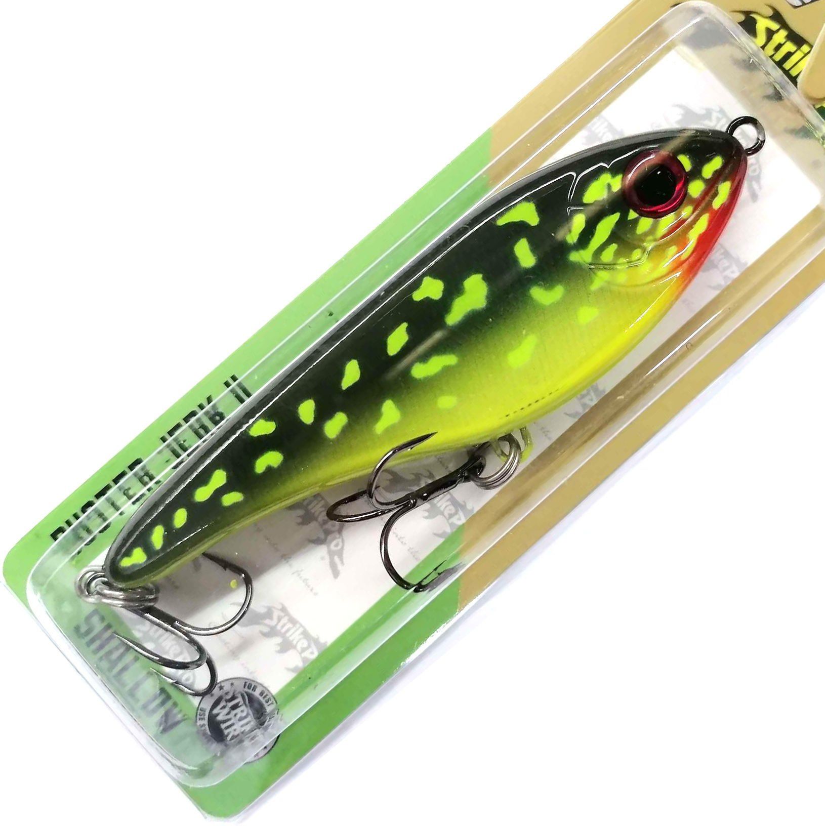 Воблер Джеркбейт Strike Pro Buster Jerk II Shallow Runner,  120 мм,  37 гр,  Загл. 0, 3м.-2, 0м.,  Медленно всплывающий,  цвет: AC202F Hot Pike,  (EG-049#AC202F)