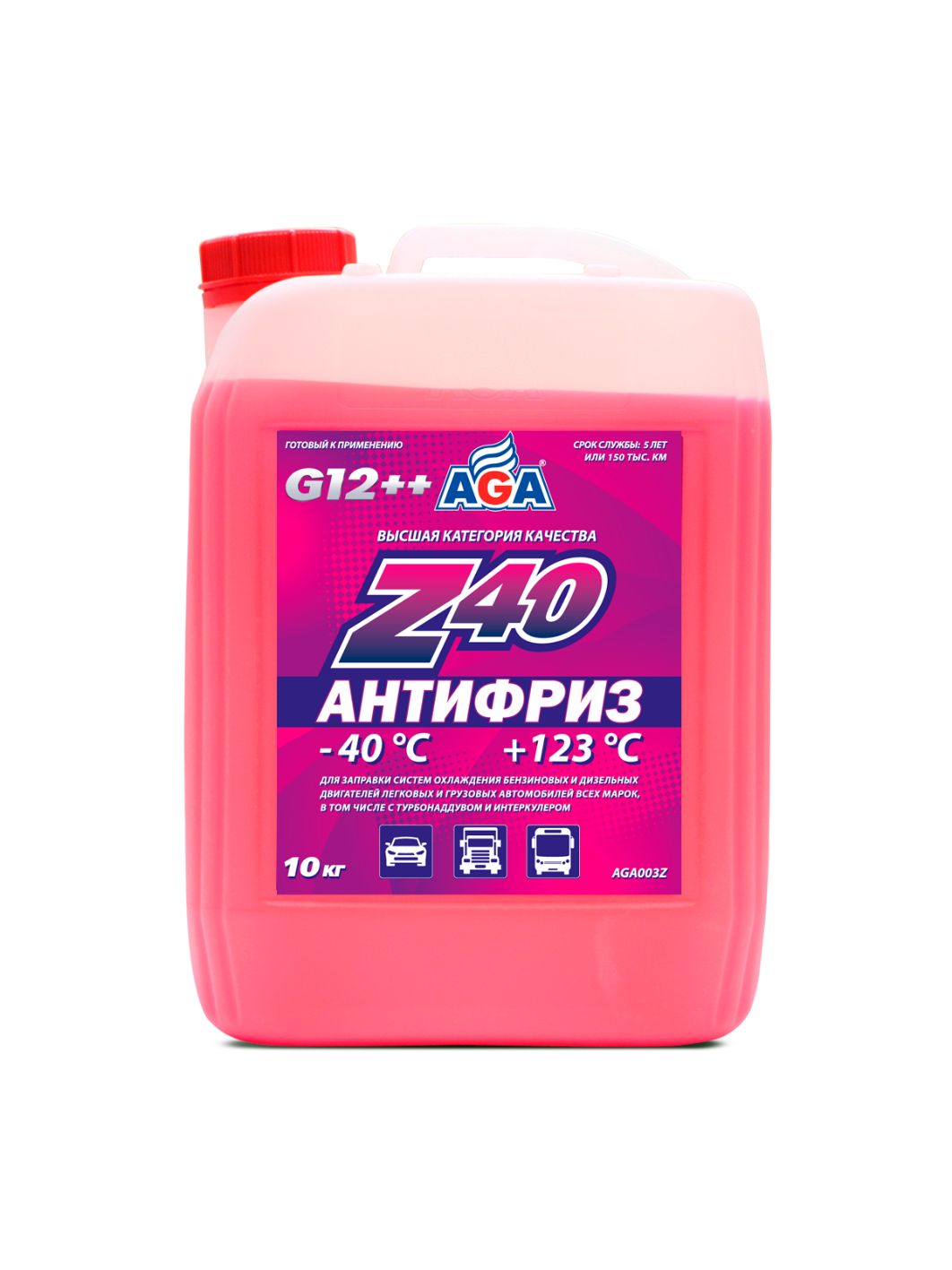 Антифриз AGA Z40 G-12++ 10 кг. красный