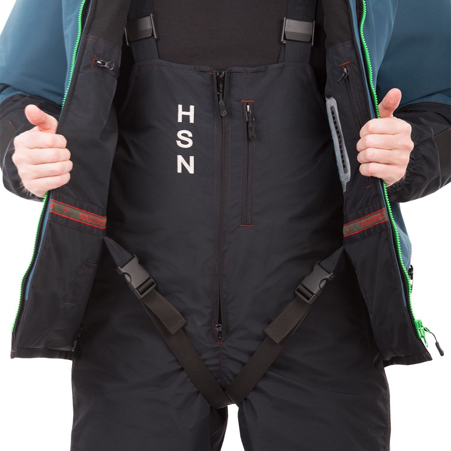 Костюм-поплавок мужской зимний "Rescuer II comfort",  hardguard,  бирюза (зеленые молнии) (46-48/176) м