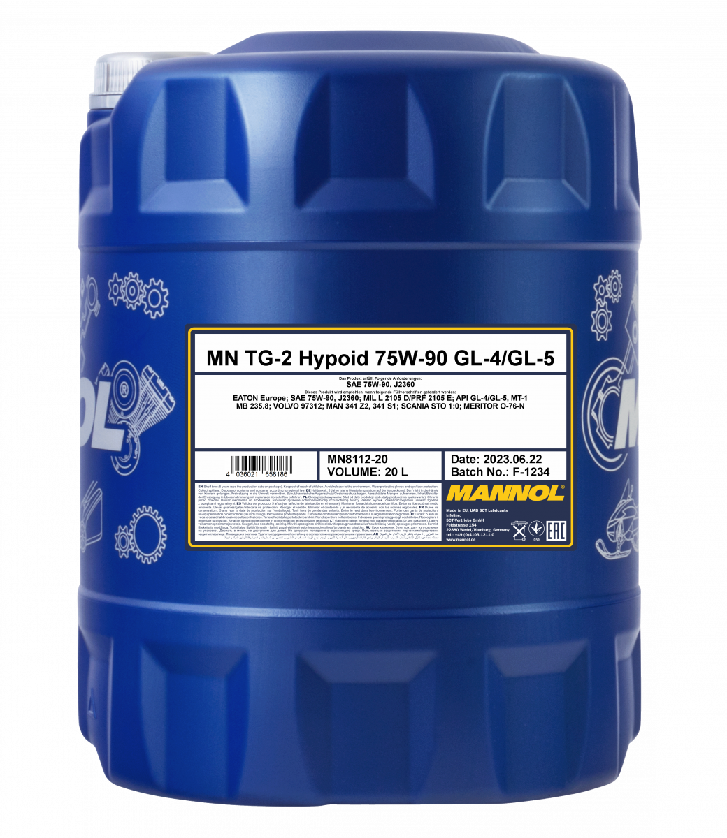 MANNOL TG-2 Hypoid 75W90 GL-4/5 8112 20л синтетическое трансмиссионное масло
