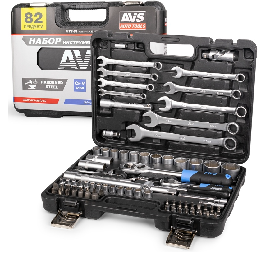 Набор инструмента универсальный 82 предмета 1/2",  1/4" AVS MASTER MTS-82