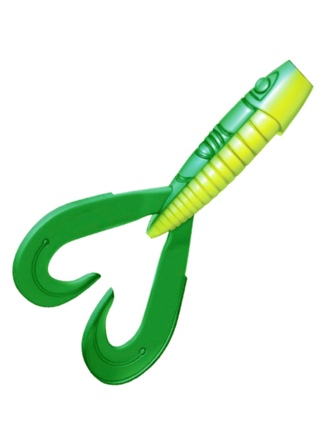 Приманка ZUB-FROGGY 101мм(4")-3шт,  (цвет 407) зеленый верх - желтый низ