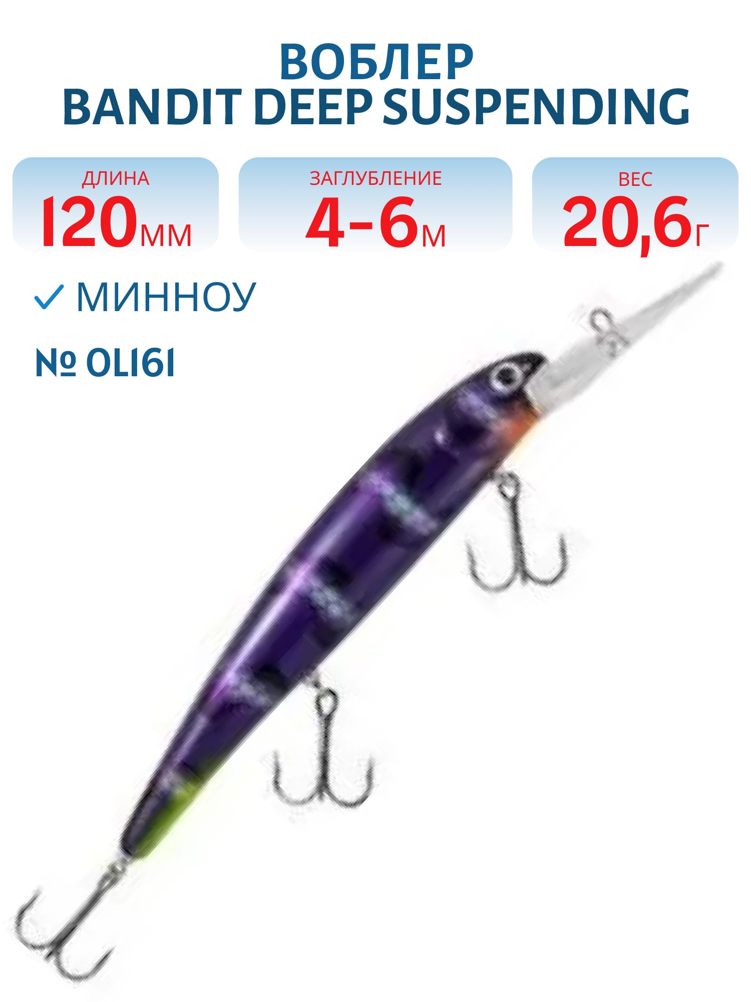 Воблер BANDIT DEEP SUSPENDING MINNOW OL161