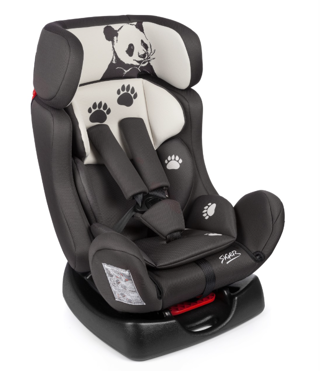 Детское кресло "SIGER" ДИОНА (серо-бежевое,  панда) (0-7 лет) (от 0 до 25 кг)