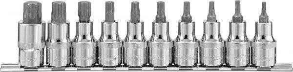 Набор бит 10пр. (TORX) в головках 1/2" T20*T70 (55мм) на планке OMBRA 912910