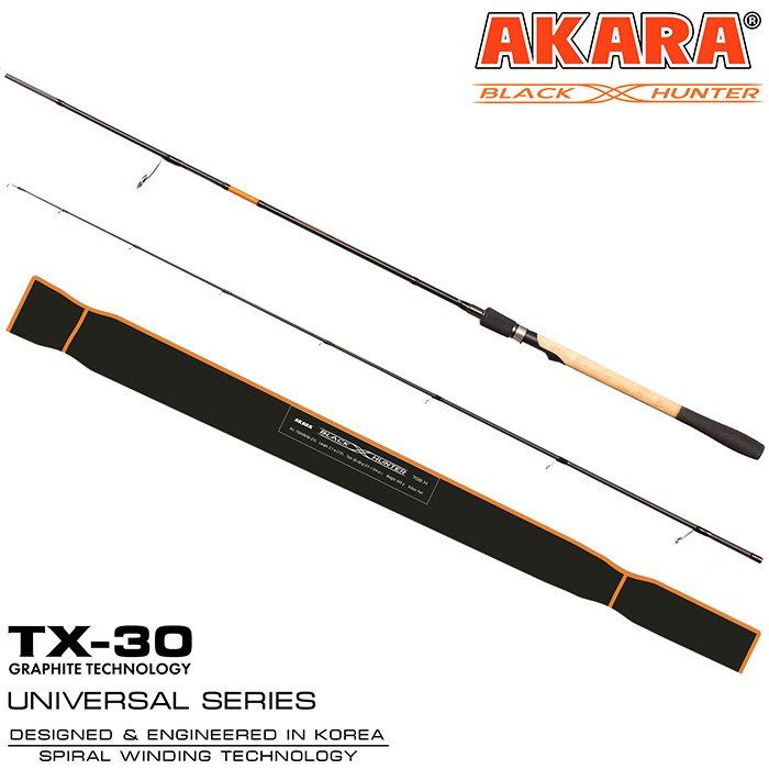 Хлыст угольный для спиннинга Akara Black Hunter MH802 (12-37) 2, 44 м