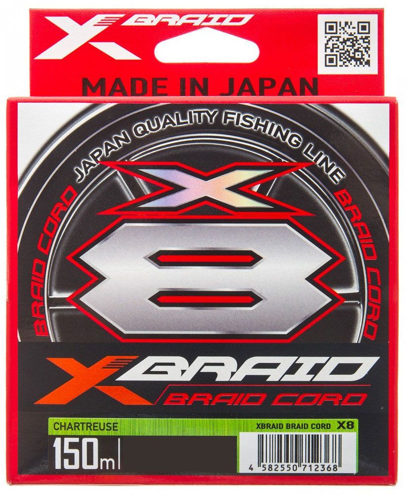 Шнур YGK X-Braid Braid Cord X8 150m Chartreuse #1.5,  0.205мм,  30lb,  13.5кг