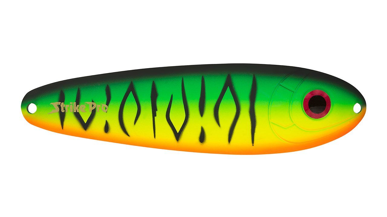 Блесна колеблющаяся Strike Pro BUSTER SPOON 140,  140 мм,  45 гр,  Тройник,  цвет: GC01S Mat Tiger,  (ST-017#GC01S/CP)
