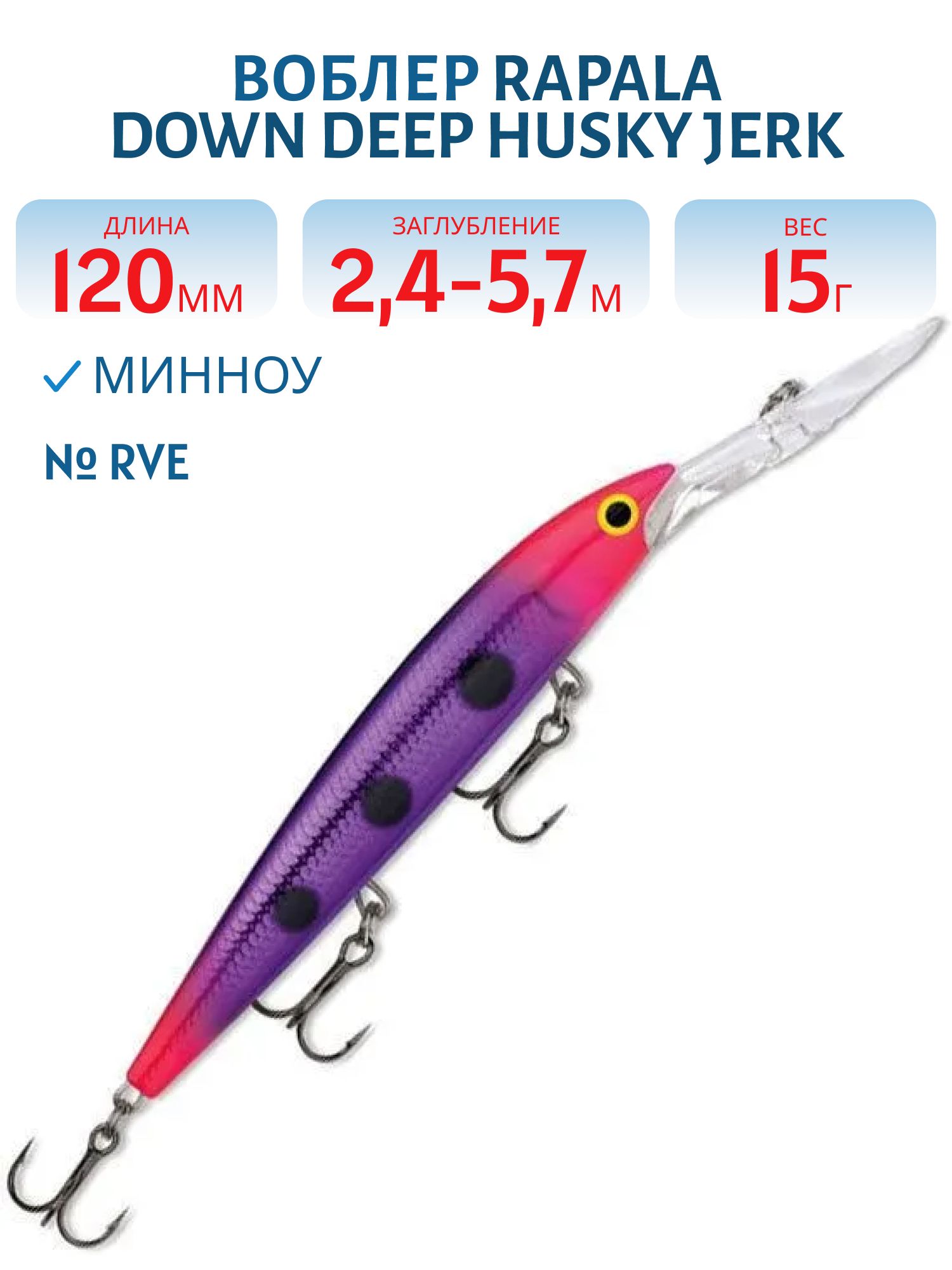 Воблер Rapala Down Deep Husky Jerk 12 /RVE