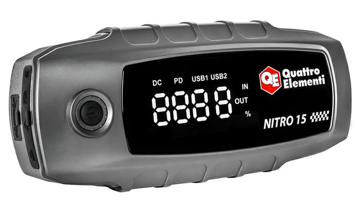 Пусковое устройство QUATTRO ELEMENTI Nitro 15 (12В,  15000мАч,  1200А,  Type-C,  USB,  фонарь) (919-258)