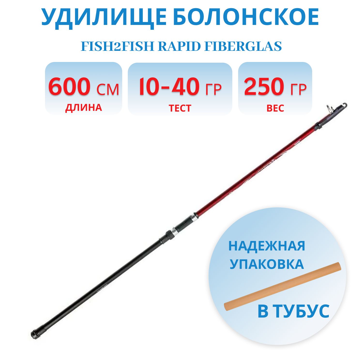 Удилище телескоп стекло д/с Fish2Fish Rapid New (10-40) 6, 0 м Blue