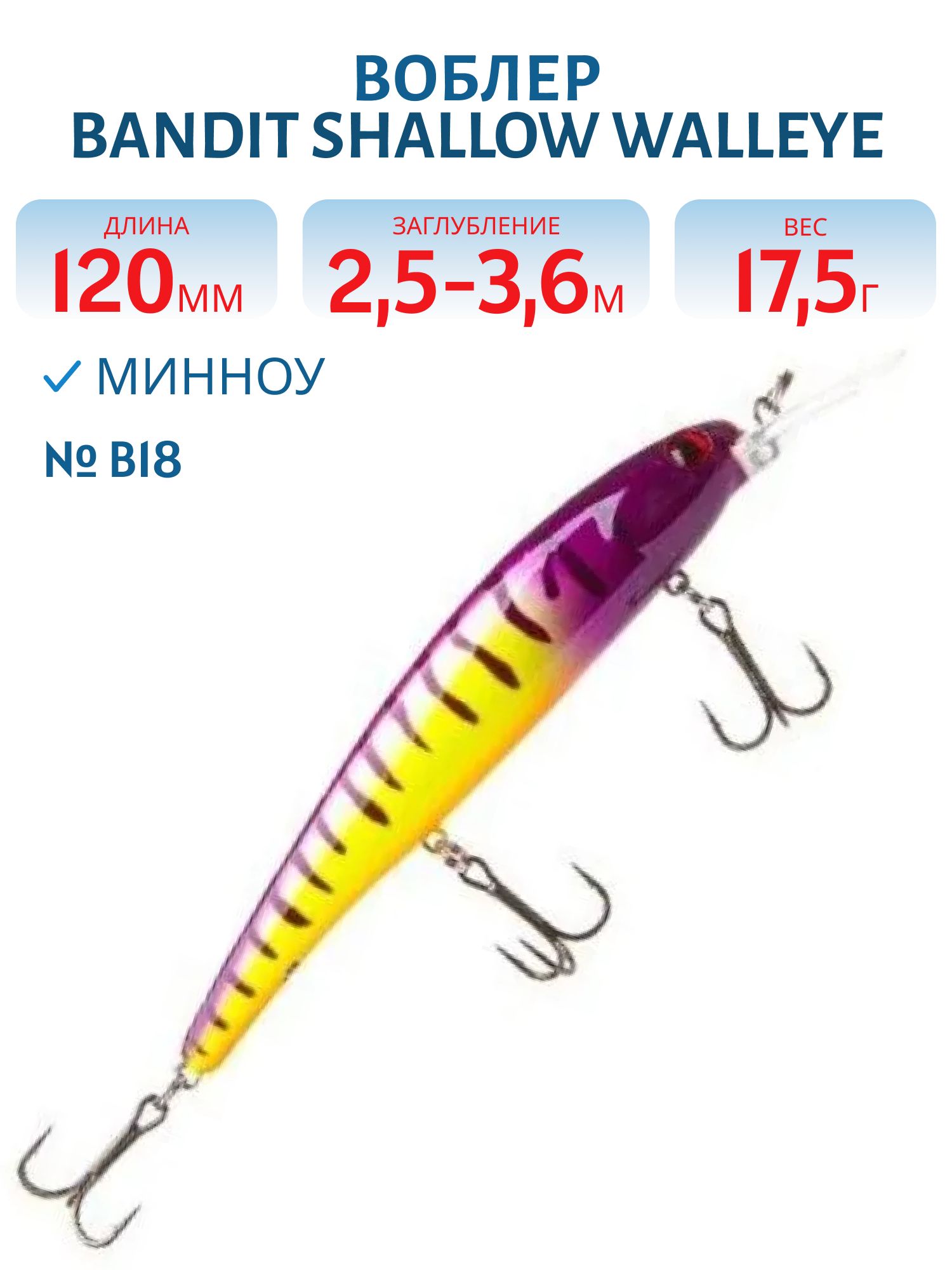 Воблер BANDIT SHALLOW WALLEYE B18