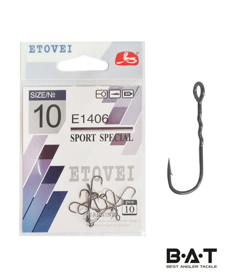 Крючок одинар. ETOVEI E-1406 Sport Special # 10 уп.10