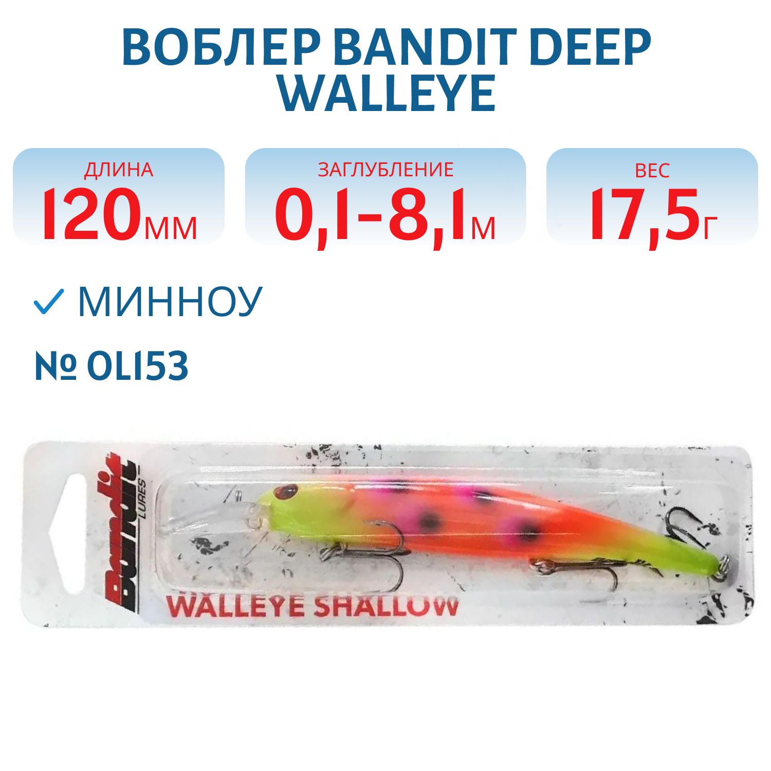 Воблер BANDIT SHALLOW WALLEYE OL153