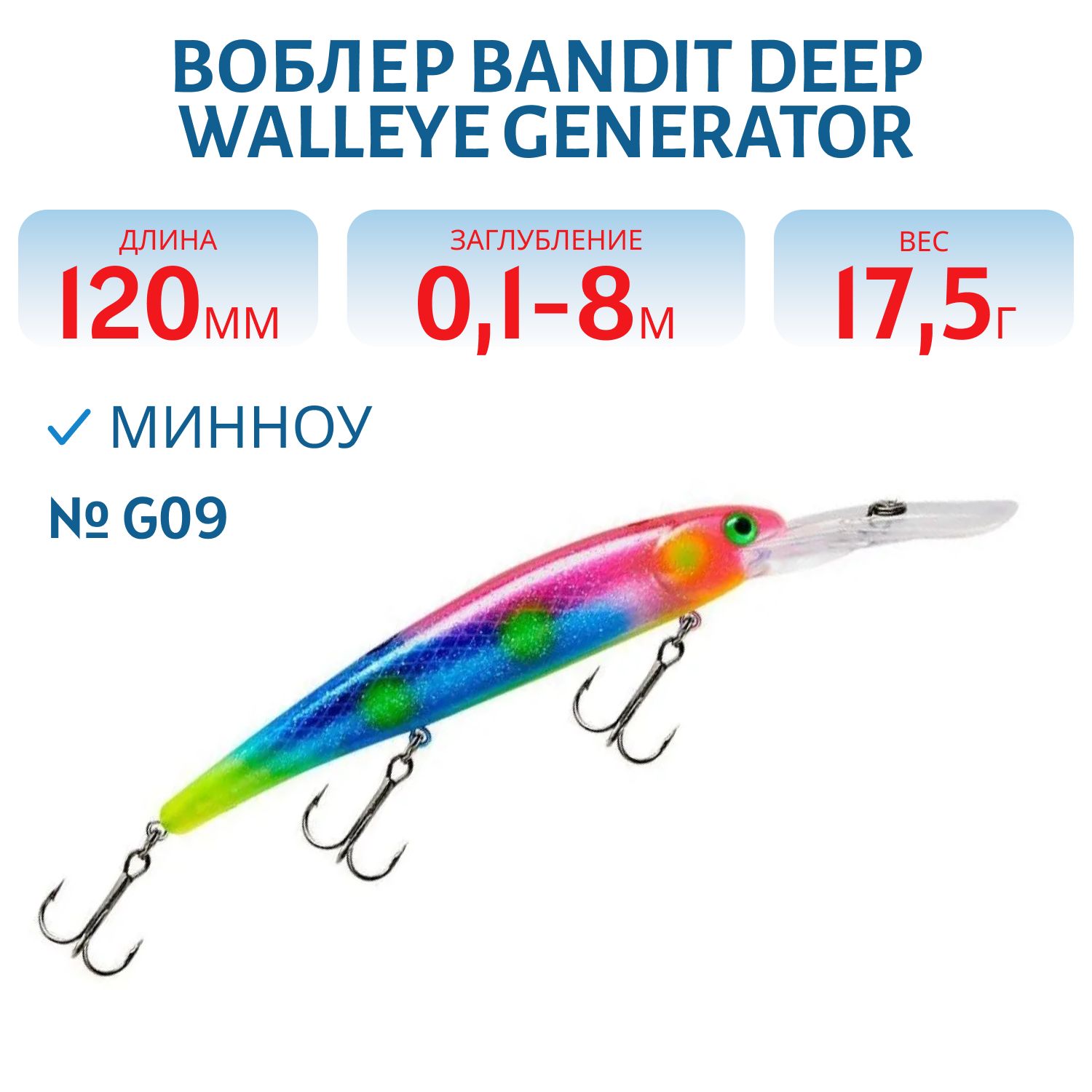 Воблер BANDIT DEEP WALLEYE GENERATOR G09