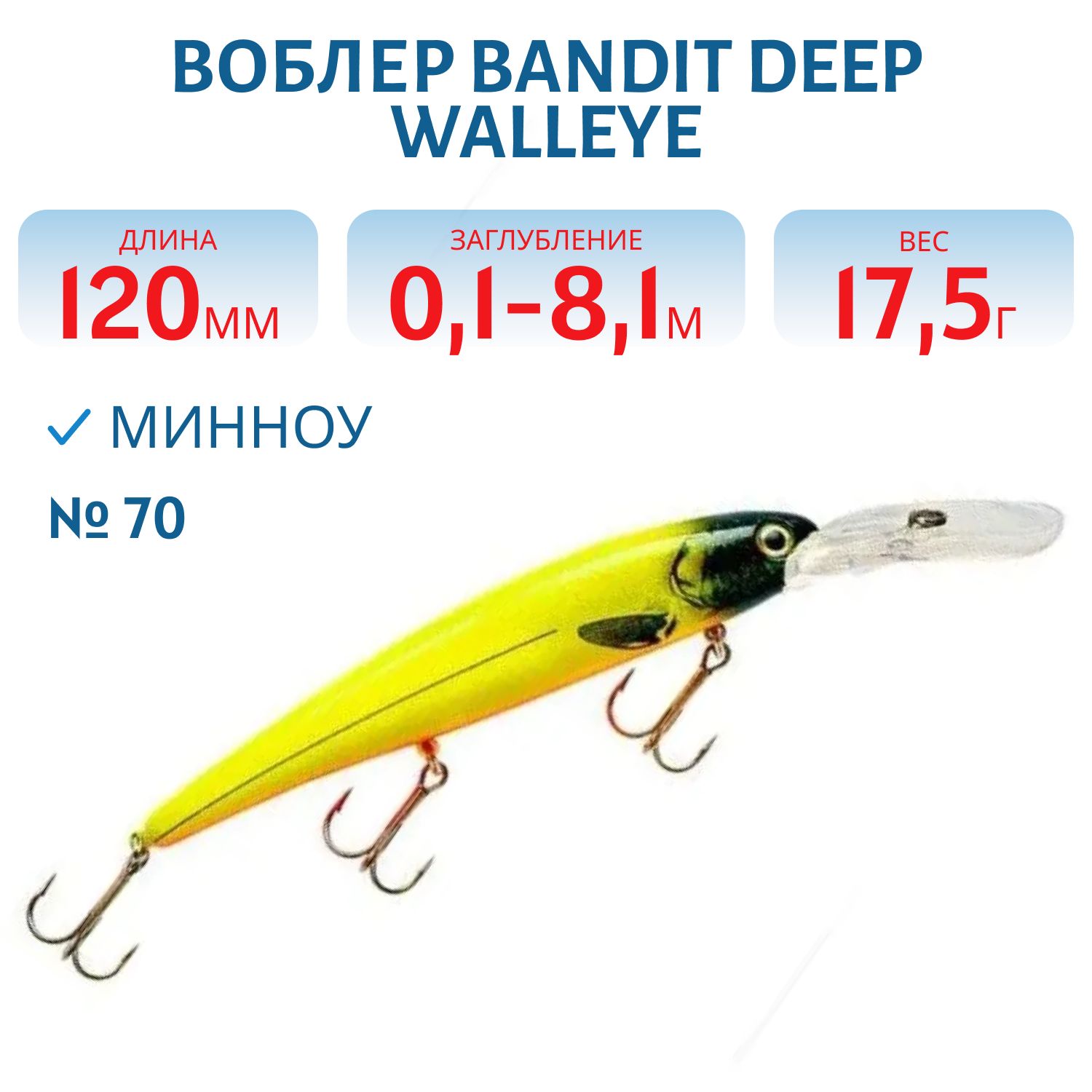 Воблер BANDIT DEEP WALLEYE 70