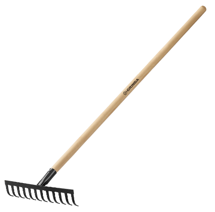 Грабли стальные (1300мм) GRINDA GT-12 WOOD (12 зубьев) деревянный черенок (39583-12)