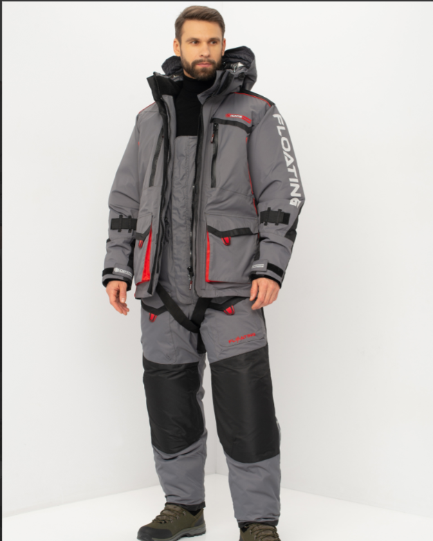 Костюм зимний поплавок Huntsman Siberia Floating,  ткань Breathable,  до -45°С,  цвет Серый/Черный (Размер:52-54,  Рост:182)