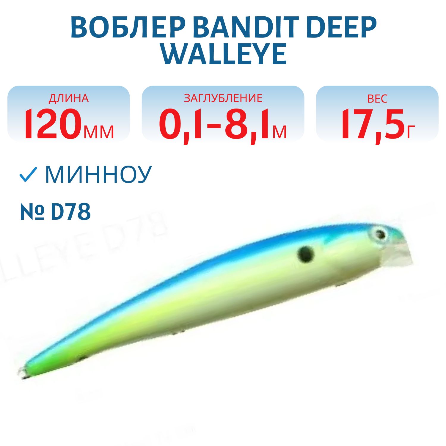 Воблер BANDIT DEEP WALLEYE D78