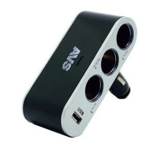 Разветвитель прикуривателя AVS CS312U (12/24V) 3 гнезда+USB