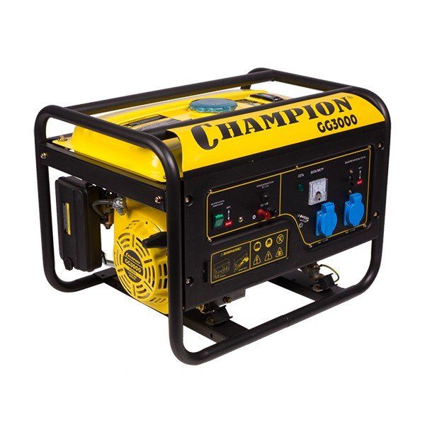 Электрогенератор бензиновый CHAMPION GG3300 (2, 6/3кВт,  220В,  бак 15л. 41.5кг)