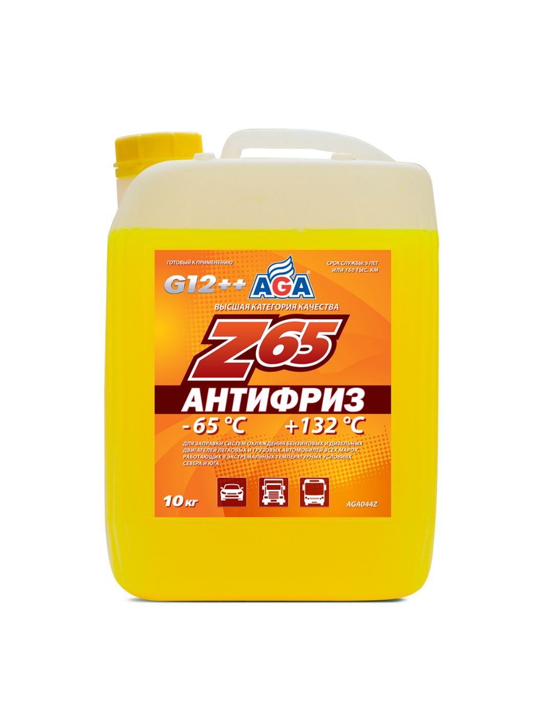 Антифриз AGA Z65 G-12++ 10 кг. желтый