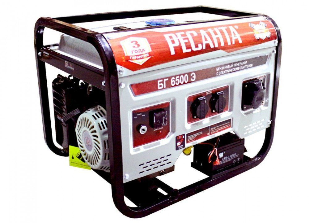 Электрогенератор бензиновый БГ6500Э Ресанта (13л.с. 5/5, 5кВт,  электростартер,  расход 325 гр/кВт/ч,  вес 81 кг.) 64/1/46