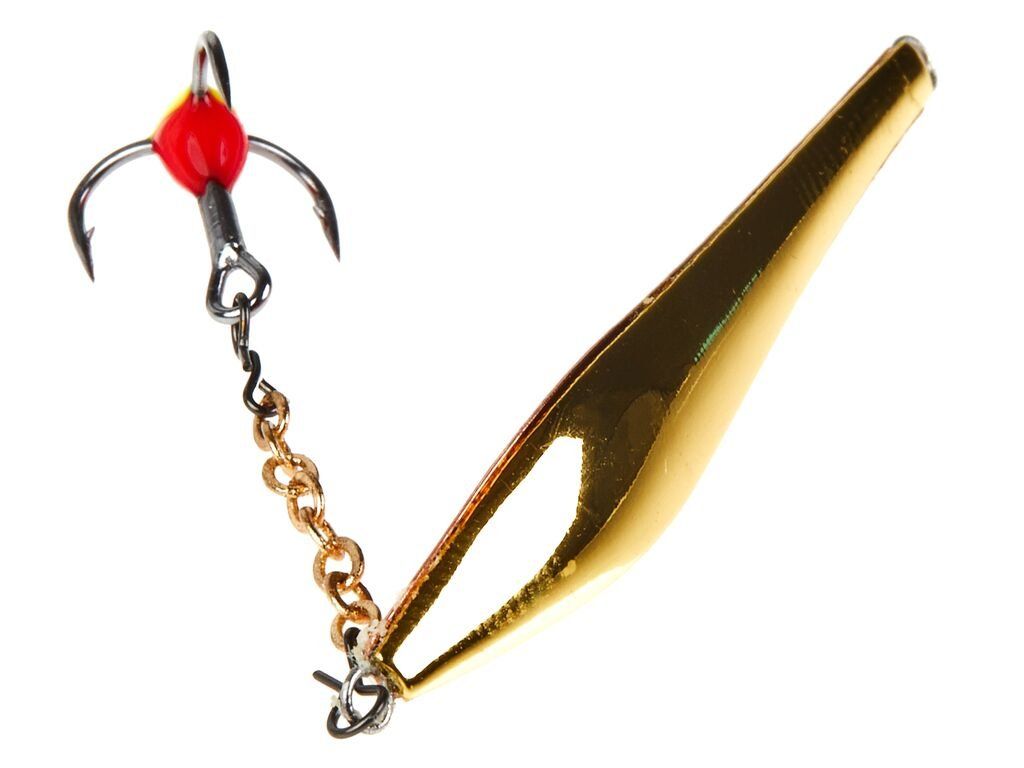 Блесна вертикал. зим. Lucky John DOUBLE BLADE с цеп. и тр. 55мм GC блистер