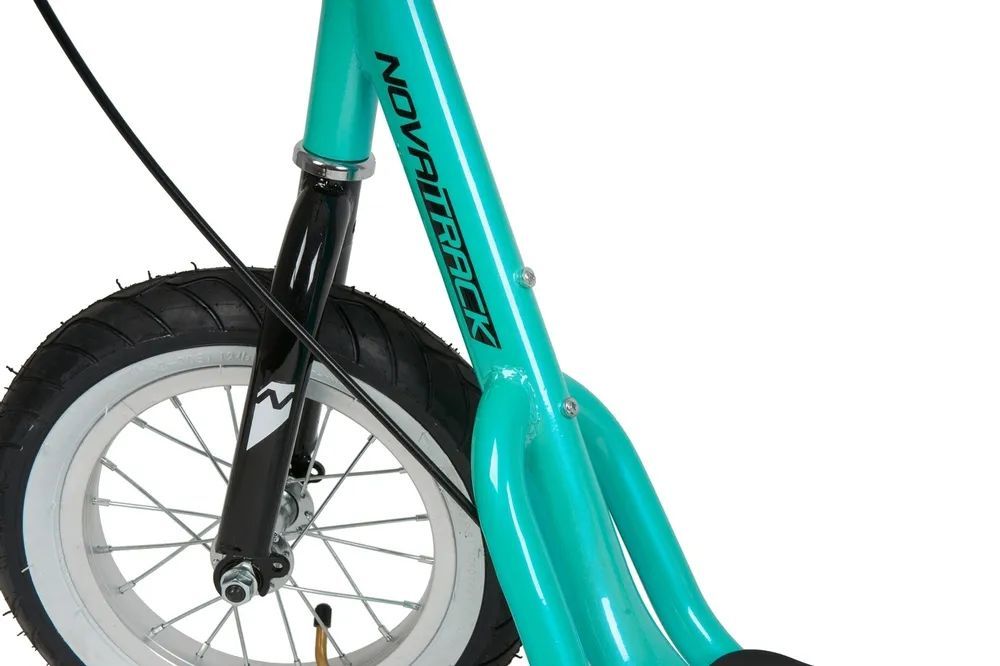 Самокат внедорожный Novatrack ручной тормоз V-brake,  мягкая накладка на руле (до 100кг) (бирюзовый)