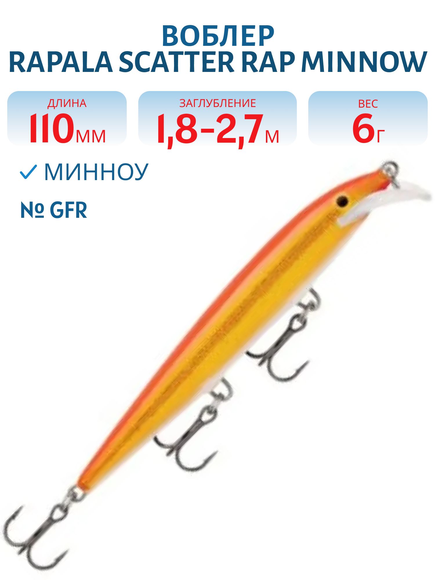 Воблер Rapala Scatter Rap Minnow 11 /GFR