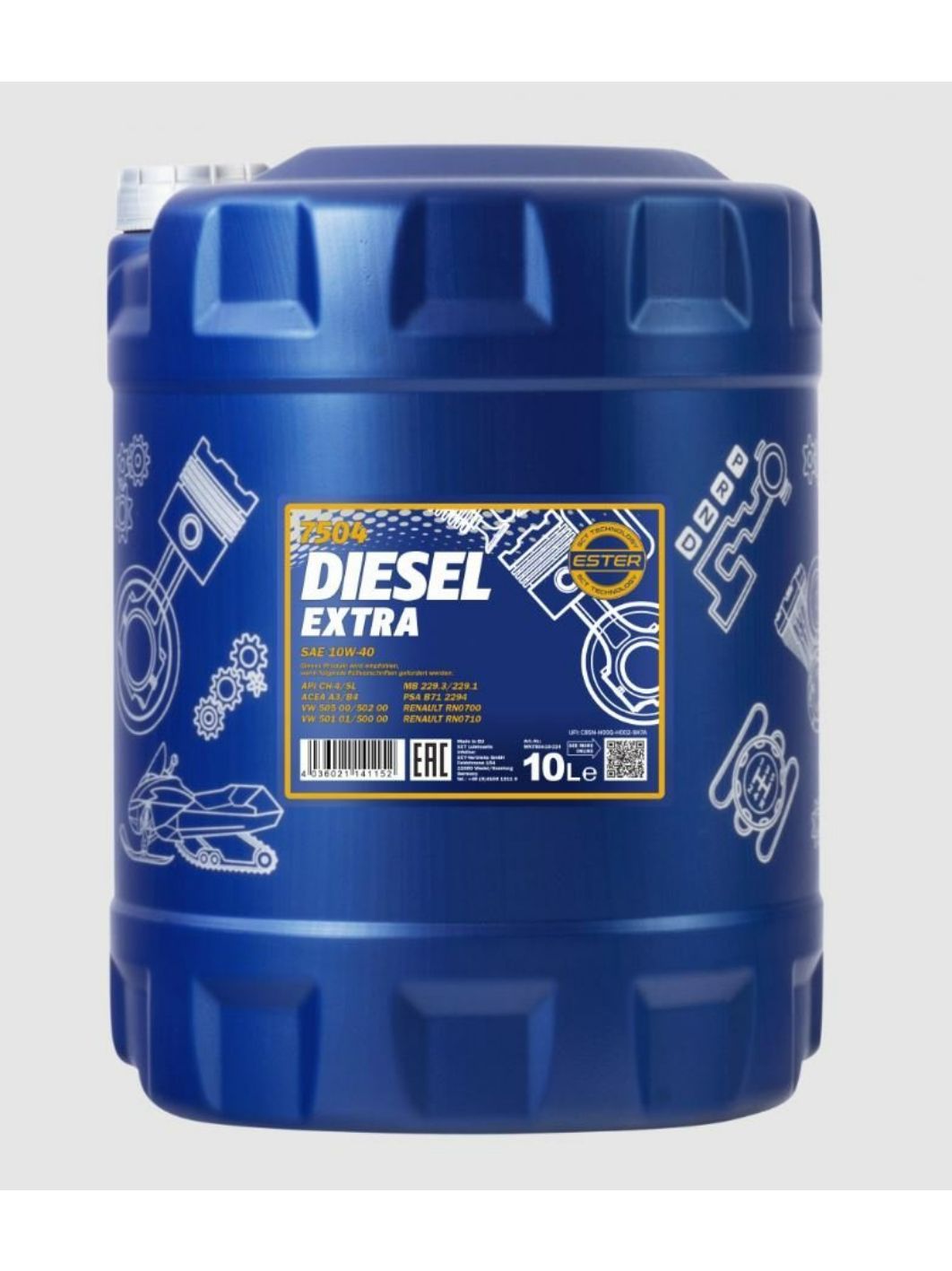 MANNOL Diesel Extra 10W40 7504 10л полусинтетическое моторное масло
